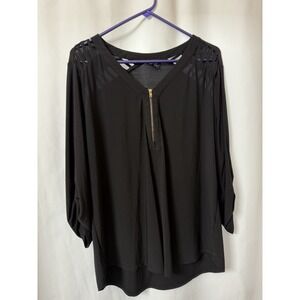 Perch By‎ Blu Pepper Woman's Blouse Size XL Black